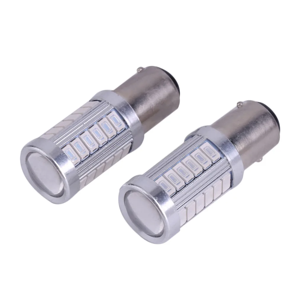 ICOCO 2pcs BA15D P21W 1157 33SMD 5630 12V 6.6W LED Car Reverse Backup Reverse Lamp Auto Vehicle Reverse Light Bulb
