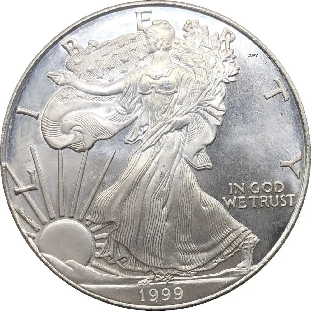 

1 доллар США, американский Серебряный Орел, слиток, монета 1999, покрытая серебром, памятная монета, копия монеты