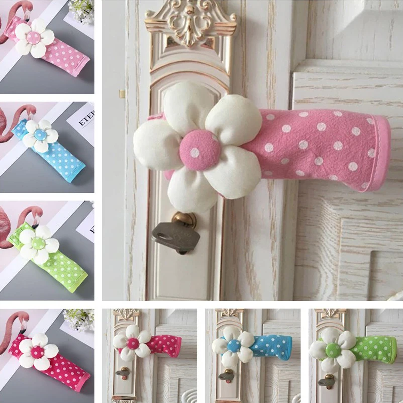 

High Quality Pastoral Door Handle Cloth Cover Polka Dot Flower Door Handle Protective Case 100% Cotton Door Handle Cover