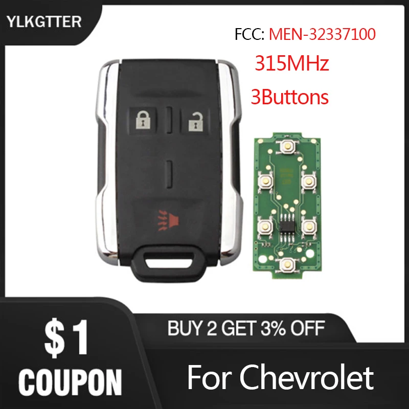 

YLKGTTER 315 МГц 3 кнопки дистанционного ключа автомобиля костюм для Chevrolet Silverado 1500 2500 HD 3500 HD Tahoe Sierra Автозапуск