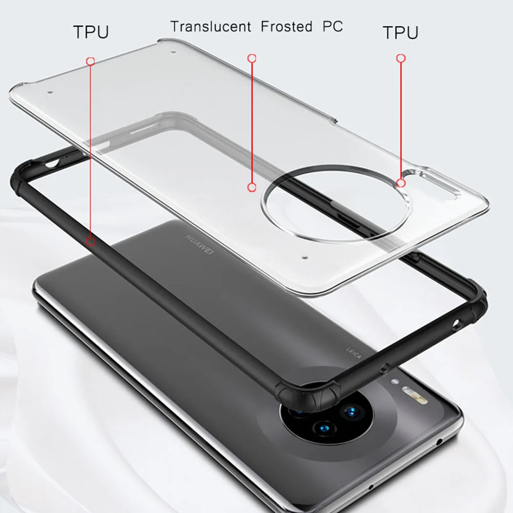 Frosted Matte Phone Case for Huawei Mate 30 Pro Soft TPU Frame Shockproof Shell Hard PC Full Back Sweatproof Anti-knock Coverage |
