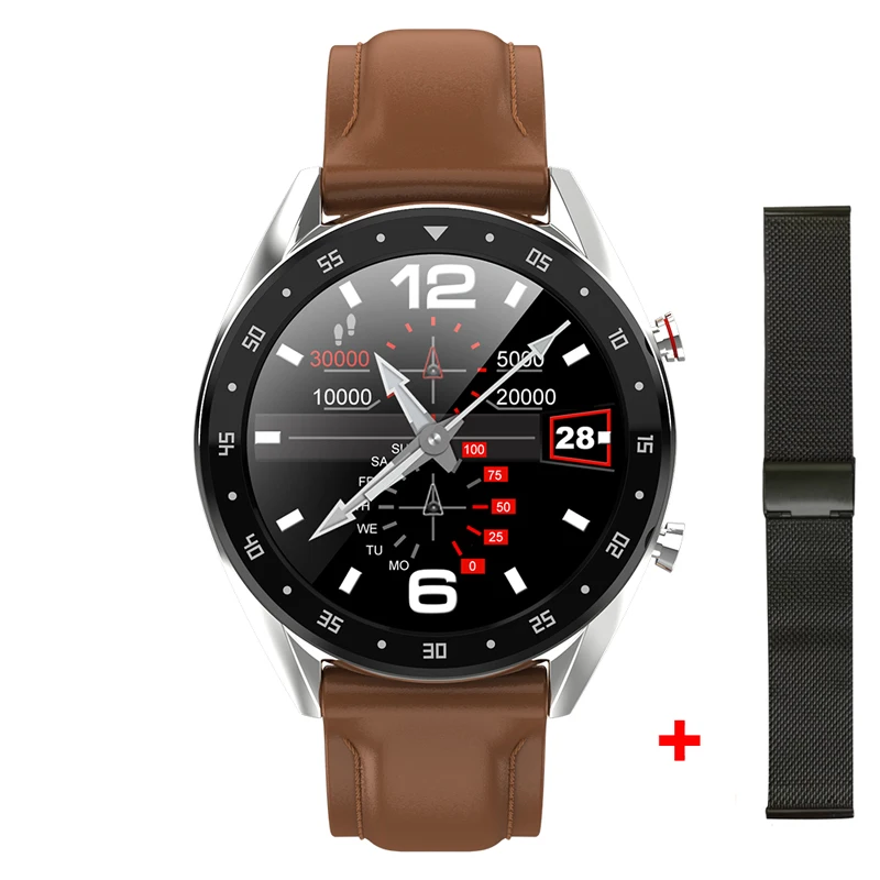 brown add black LEMDIOE, профессиональные спортивные Смарт-часы для мужчин, ip68, кровяное давление, водонепроницаемые ЭКГ, bluetooth, часы для звонков, для android, huawei - Цвет: brown add black