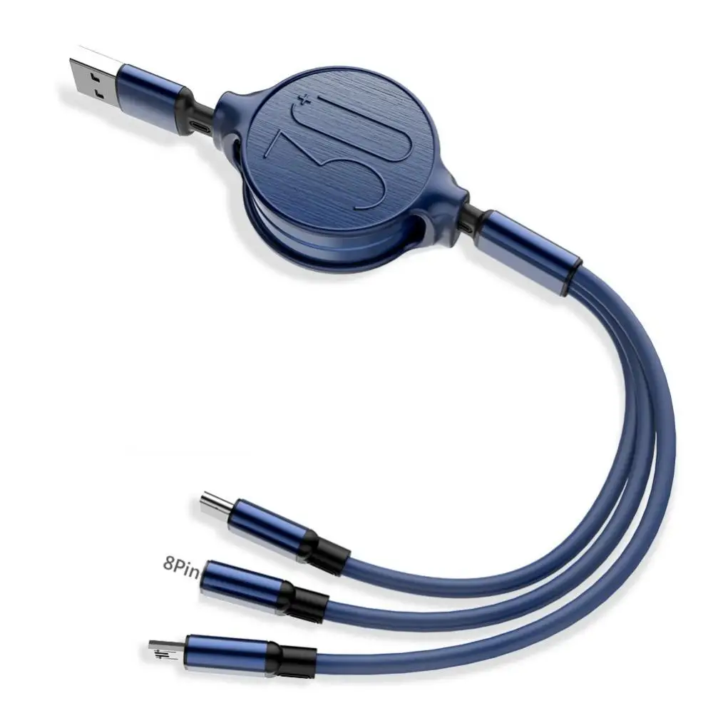 3 в 1 Выдвижной Кабель с разъемом Micro USB Type-C 3A Быстрый зарядный кабель для передачи