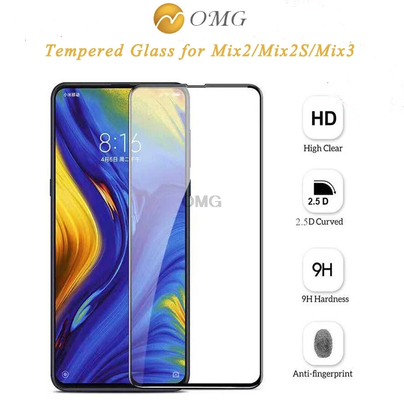 OMG 9H 0 3 мм полное покрытие из закаленного стекла для Xiaomi mix2 mix2s mix защитное стекло с