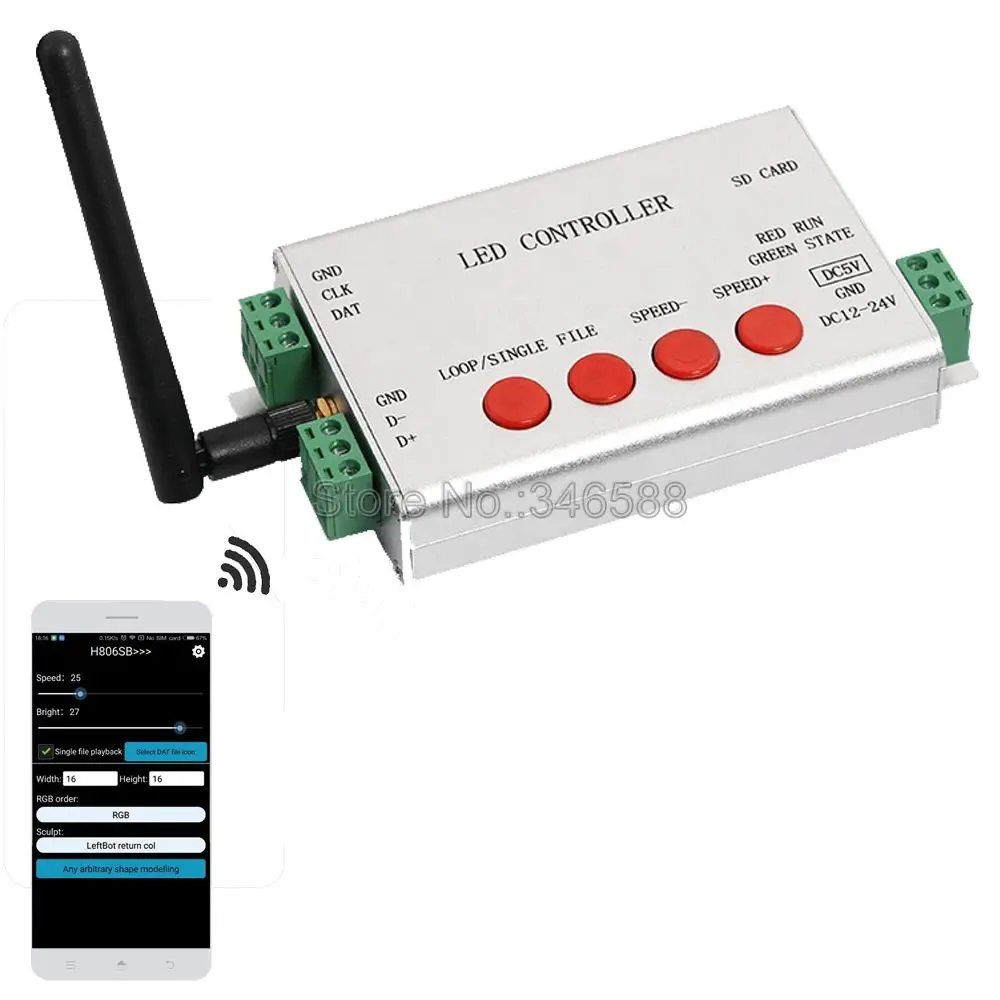 H806SB WiFi-SPI контрольный Лер поддержка 2048 пикселей DMX512 управление WS2812 WS2811