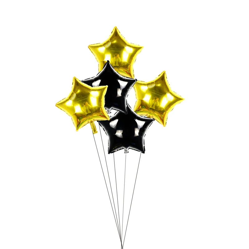 2black 3gold WJX 5 шт. 18 дюймов золотой синий шар звезда из фольги сердце Свадебные воздушные шарики праздник в честь рождения ребенка, Рождество Красный Зеленый Звезда Дети шарики на день рождения - Цвет: 2black 3gold WJX