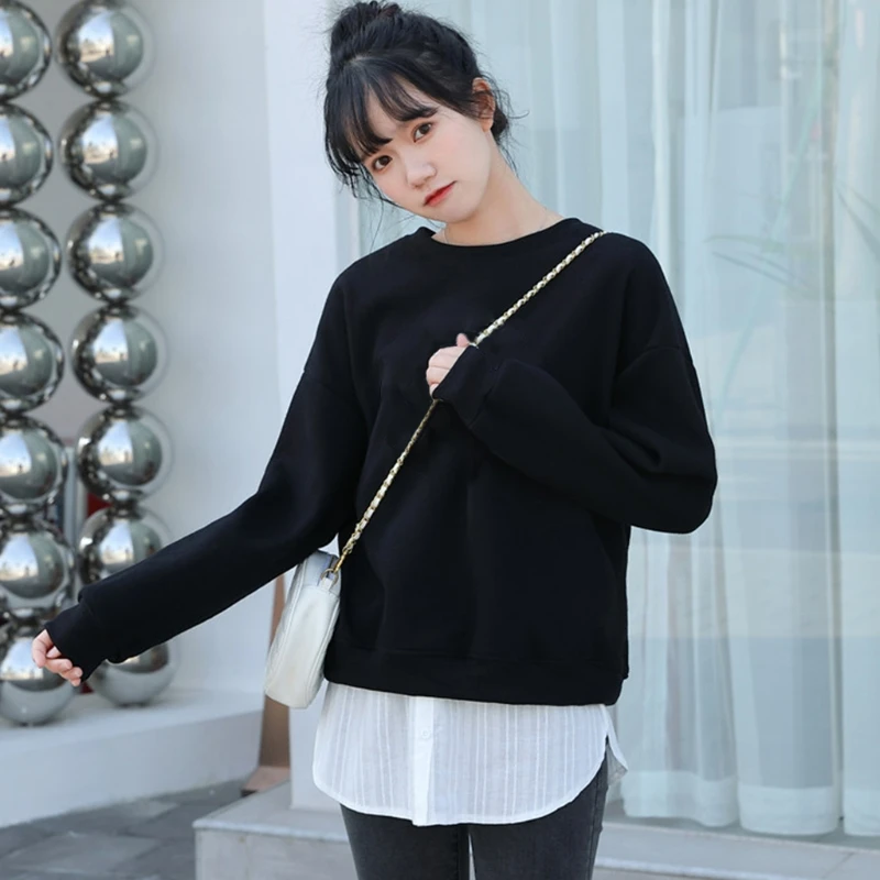 

Women White Striped Half False Hem Layering Fake Top Lower Sweep Skirt Extender