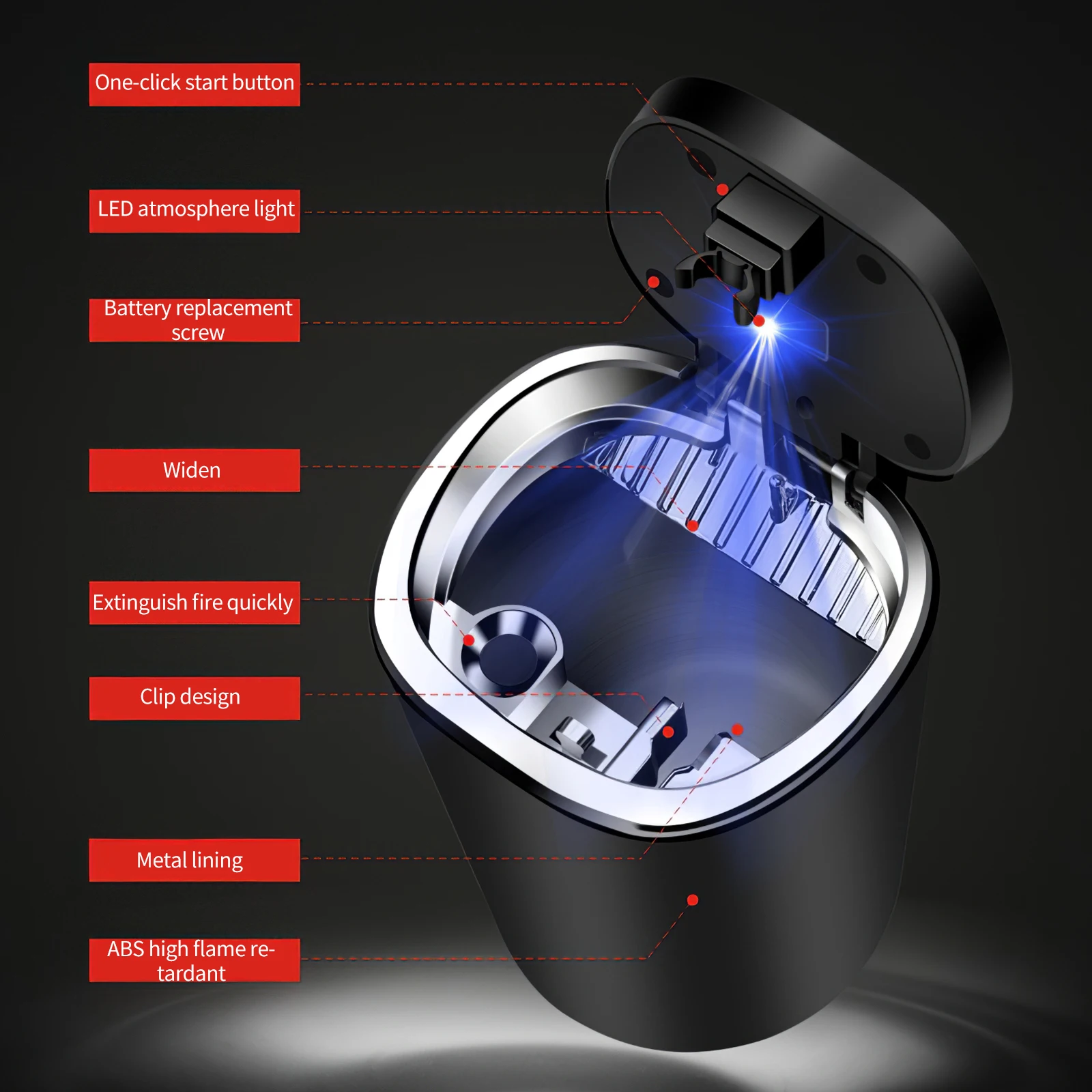 Автомобильная пепельница со светодиодный светильник пуш ап Тип авто автомобиль