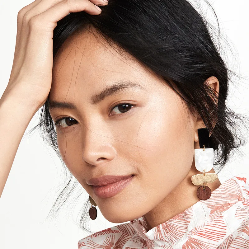 Женские минималистичные серьги ZA висячие из дерева и акрила с уксусной кислотой