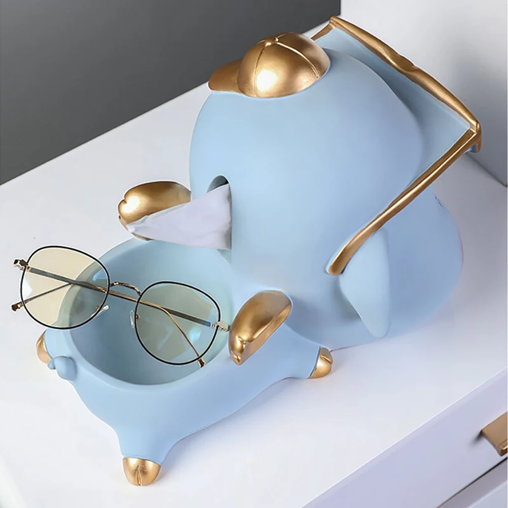 

Cute Piggy Resin Figurine Tissue Napkin Box Paper Holder Makeup Storage Box Home Decoration Sculpture Living Room Decor Statue
