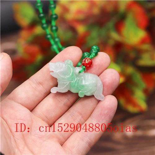 3D резной натуральный Изумрудный нефрит волк собака кулон бусы ожерелье Шарм