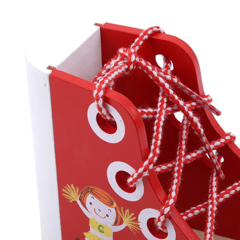

3D Multifunction Wooden Shoes Baby Toys Lace Up Shoes Baby Preschool Early Learning Wooden Toys Stringing Game Gift