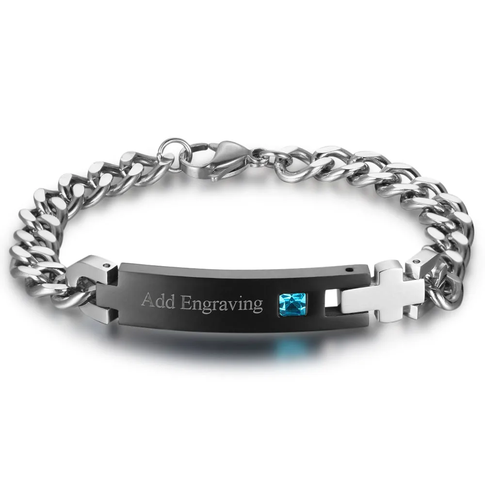 Браслет из нержавеющей стали с гравировкой камня по дню рождения|Индивидуальные