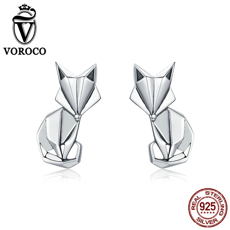 VOROCO хит продаж Настоящее серебро 925 пробы модные складные серьги гвоздики с