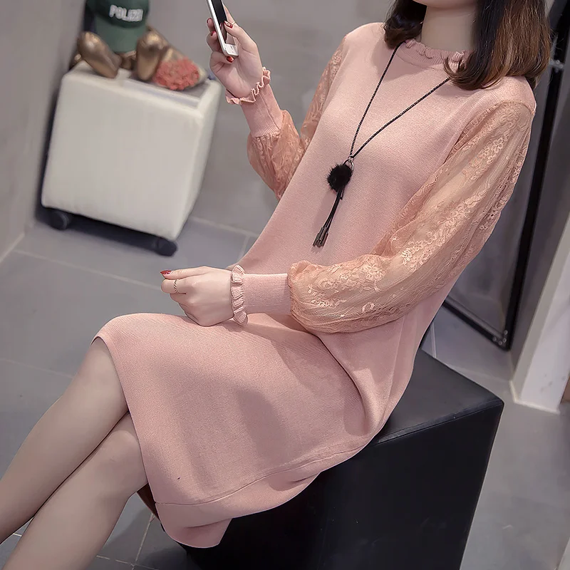 Женское трикотажное платье-свитер Осень-зима 2020 | Женская одежда