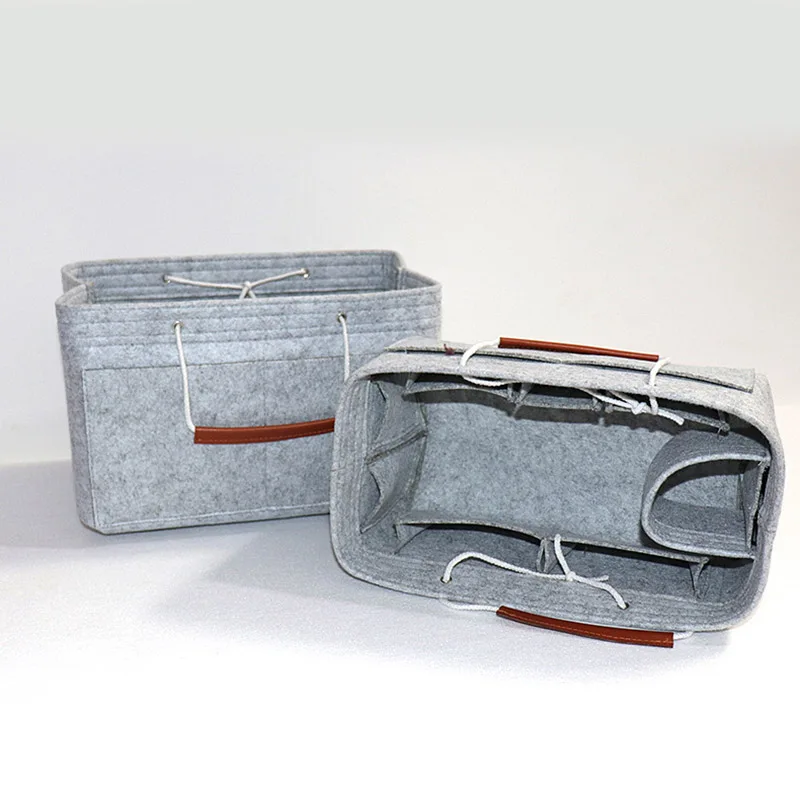 

Hot Selling Multi-Pockets Felt Handbag Organizer Purse Insert Organizer with Handles