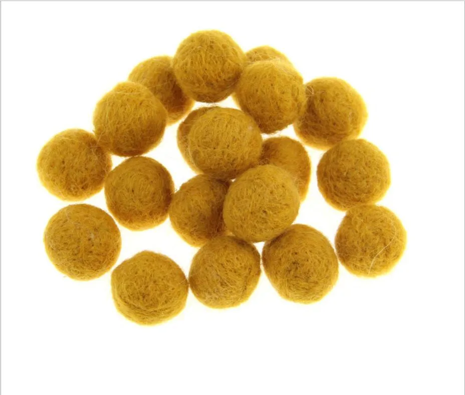 Yellow 10 шт. 2 см красочный шарик из шерстяного войлока DIY ремесло фетровые Шары поставки для детей лента для волос одежда ремесло аксессуары брошь украшения - Цвет: Yellow