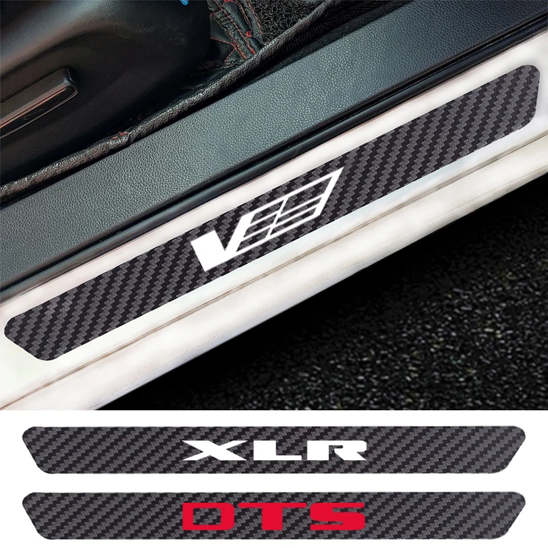 

4PCS Car Door Sill Anti kick Stickers Carbon Fiber Auto Door Sticker For Cadillac XT5 XTS ATS CTS DTS ELR SRX STS XLR CT4 CT6