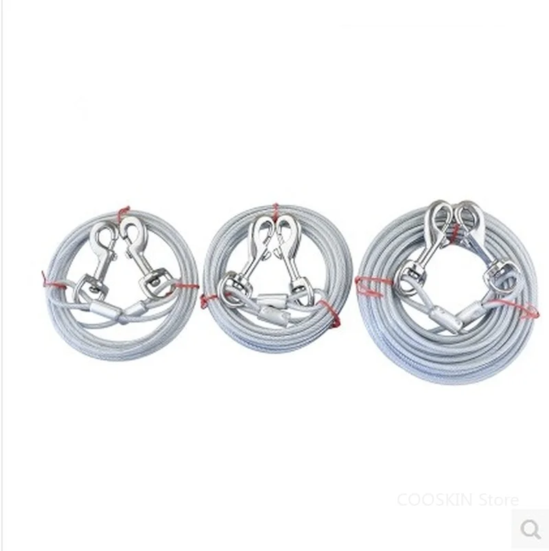 

Double-headed One with Two Iron Chains Hot Selling Wire Rope Pet Supplies Fixed Rope Ties Dog Rope Dog Leash Traction Rope