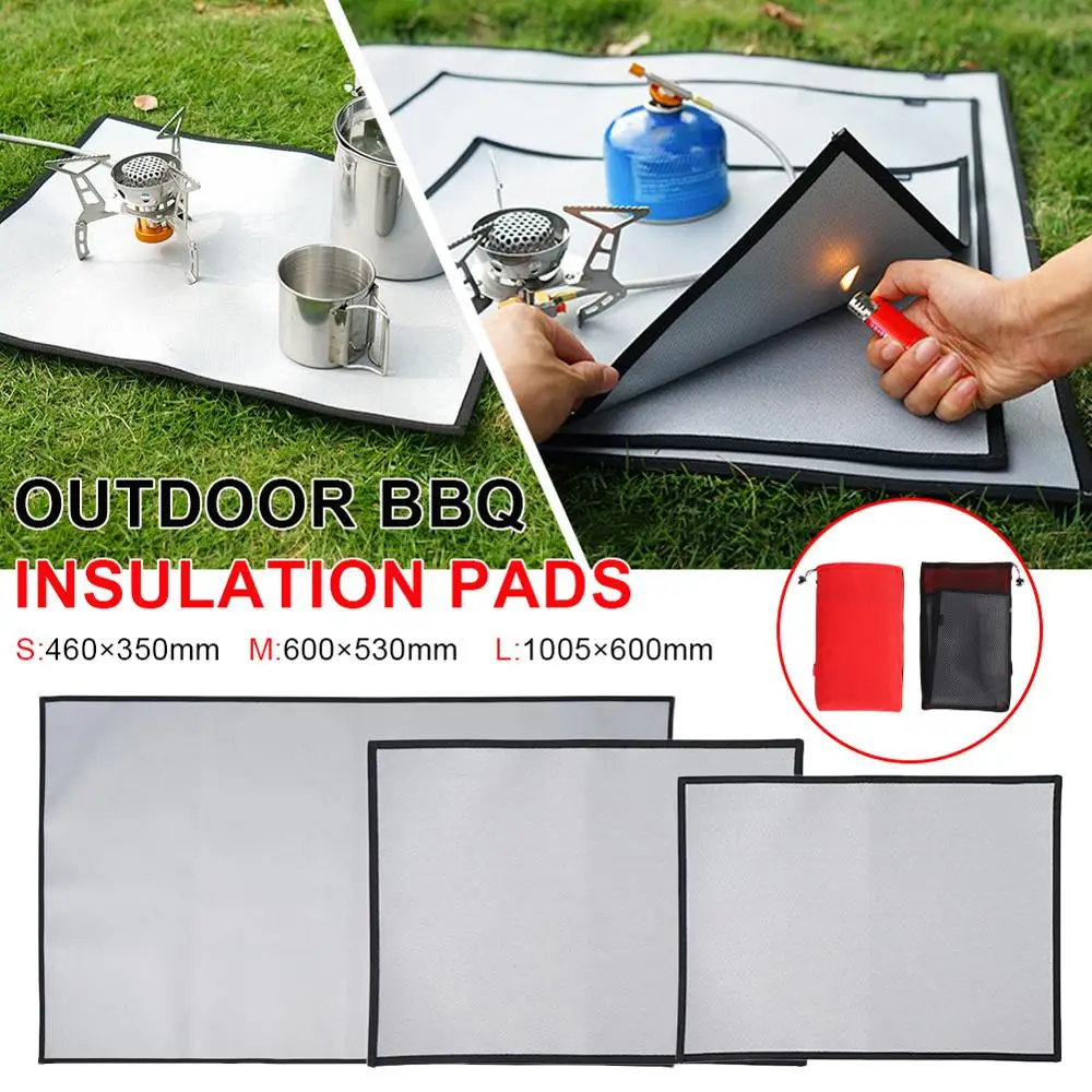 

S/M/L Camping Fireproof Grill Mat Cloth Flame Retardant Ember Mat Blanket Heat Insulation Pad for Outdoors Picnic Barbecue