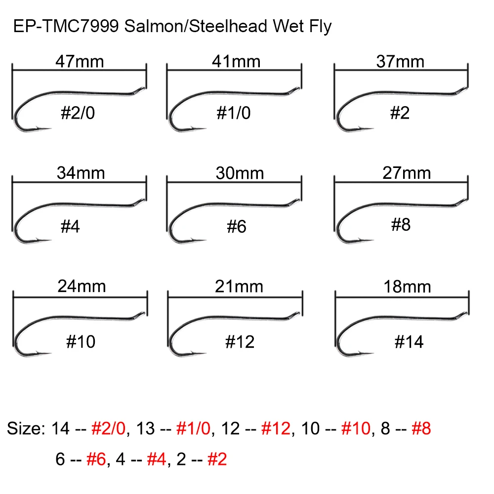 Eupheng 100 шт. рыболовные крючки для влажной рыбалки Nymph Salmon Steelhead Streamer Barb бронза