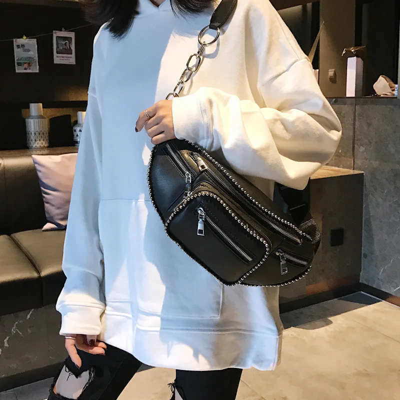 Женская сумка 2019 модная новый стиль на одно плечо Наклонная Сумка с заклепками