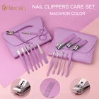4-16 шт.компл. набор резцов для ногтей из нержавеющей стали набор кусачек для ногтей со складной сумкой маникюрный резак наборы ножниц инструменты для макияжа