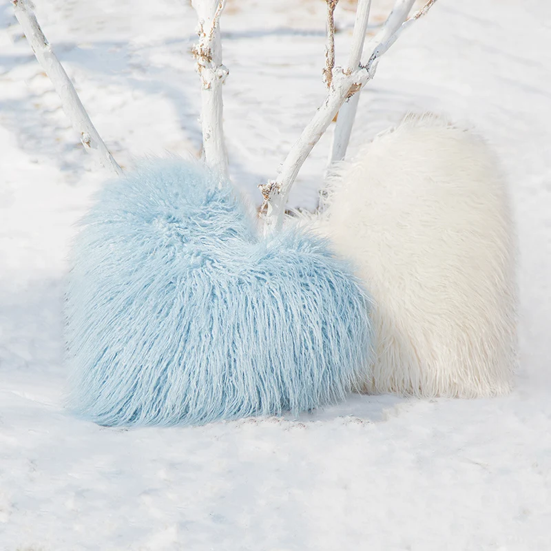 Супермягкая плюшевая монгольская декоративная подушка из искусственного меха в