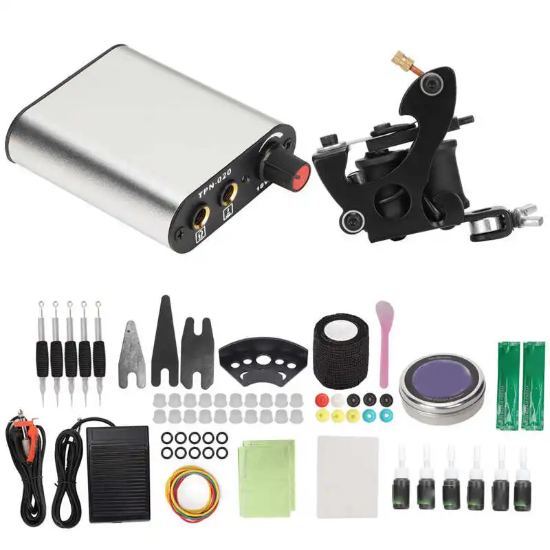 8 Wraps Tattoo Coil Machine Kit Longer Copper Wire Precise Tattoos 90‑265V Power Supply with Black Practice | Красота и здоровье