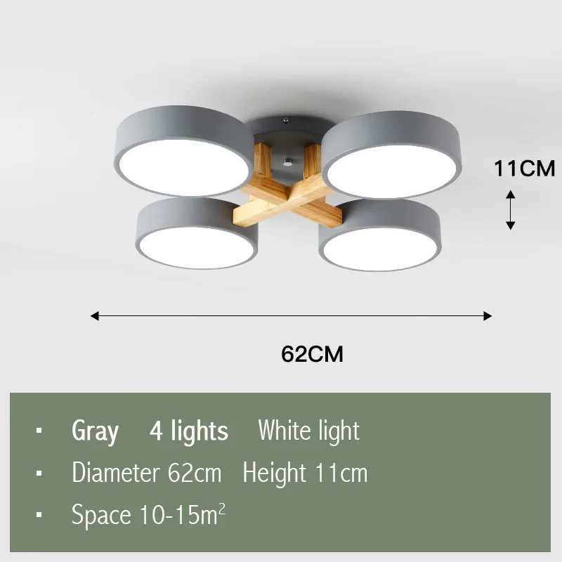 Gray-4Lights Fss современный скандинавский деревянный потолочный светильник s Macaron светильник ing для гостиной светодиодный светильник спальня зал лампы Домашний Светильник ing светильник - Цвет корпуса: Gray-4Lights