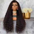 Синтетический длинный вьющийся волокнистый парик плотностью 180%, 26 дюймов, натуральные черные парики, бесклеевые, на сетке спереди, парик с детскими волосами, термостойкий