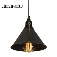 modern nordic style pull chain switch hanging lamp e27 led 220v art deco iron painted pendant light fixture kitchen parlor study