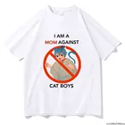 Футболка мужская с надписью I Am A Mom против кота, милая забавная Классическая Повседневная Свободная рубашка в стиле аниме для взрослых, на лето