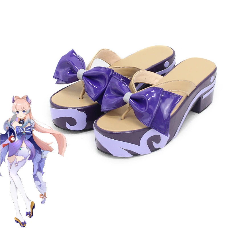 

Game Genshin Impact Sangonomiya Kokomi Cosplay Shoes with Cute Bowknots Halloween Carnival Boots Cosplay Prop Custom Made