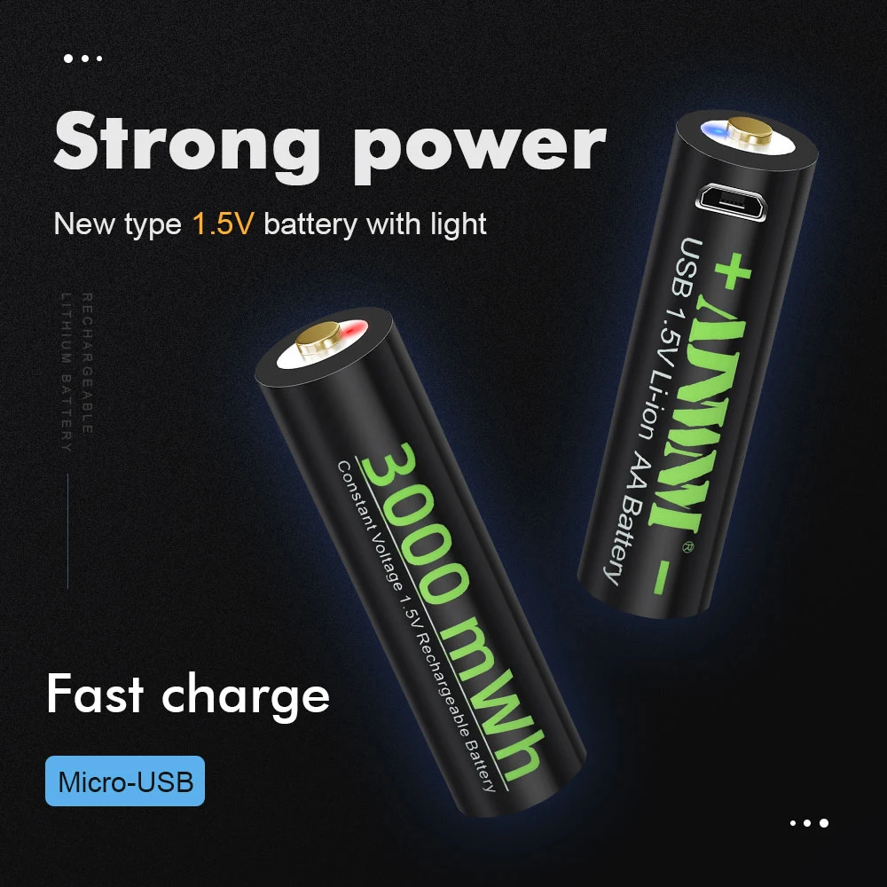 AJNWNM 1 5 в AA + AAA литиевая перезаряжаемая батарея 1100-3000mwh для фоточасов MP3-плеера |
