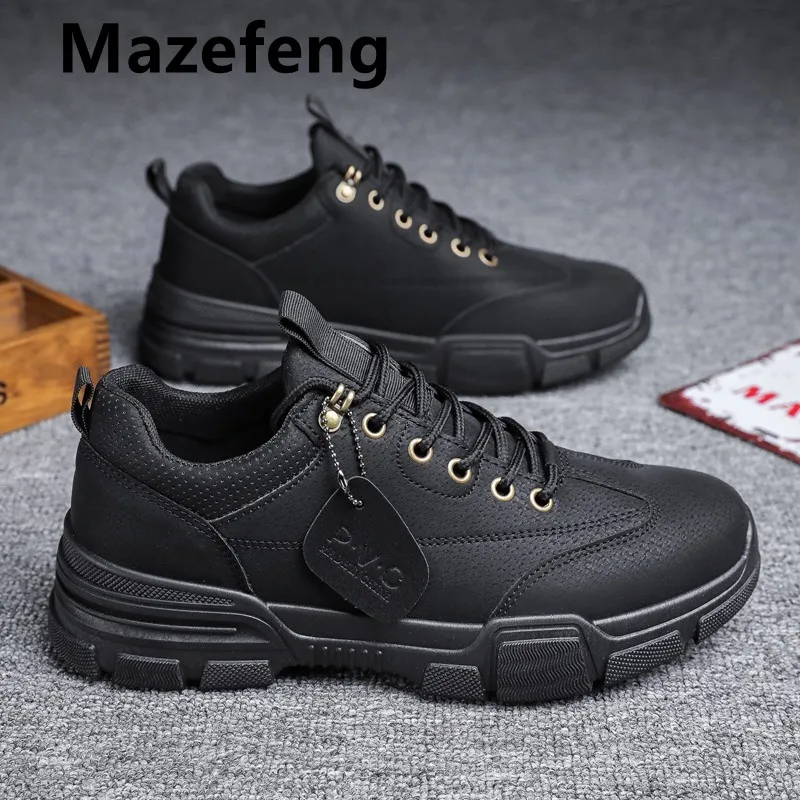 

Spring Men Shoes Men's Casual Shoes Black Shoes for Men Comfortable PU Leather Shoes Men High-top Leather Casual Shoes 39-44