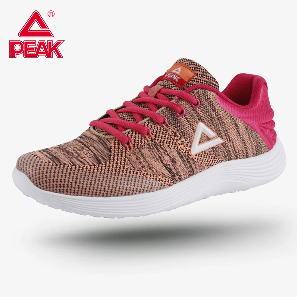 PEAK Running Shoes Light Weight Sneakers Women's Sports Shoes Breathable Stretch Yarns Fitness Sneaker Soft Sole EW7148H