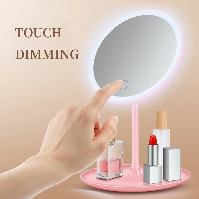 

Desktop LED Light Makeup Mirror 5X Magnifying USB Charging Adjustable Bright Diffused Light Touch Screen Beauty Mirrors