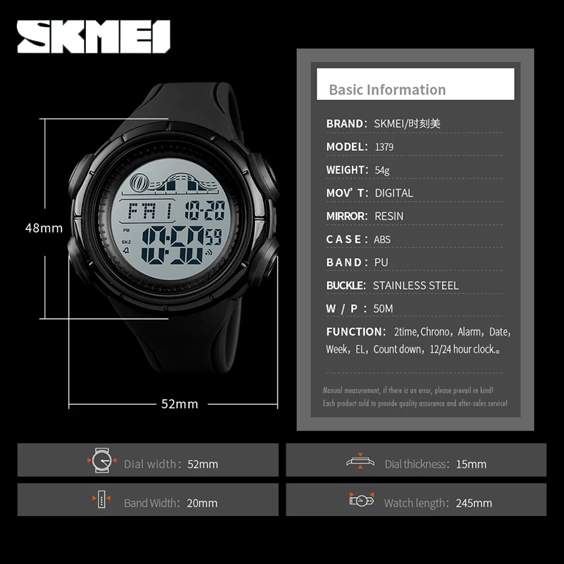 

SKMEI 1379 50m Top Brand Luxury Mens Watches Waterpfoof Digital Calories Tracker Wristwatch Man Sport Watch Relogio Masculino