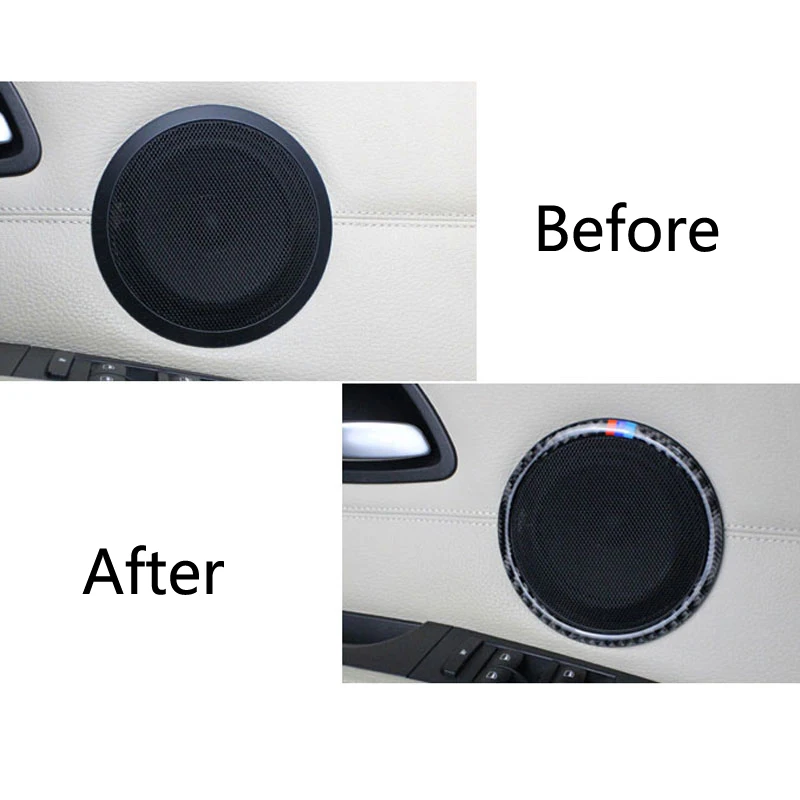 

Carbon Fiber Car Door Audio Speaker sequins Cover Trim sticker Auto Accessories for BMW 3 Series X1 E90 E92 E93 E84 Car Styling