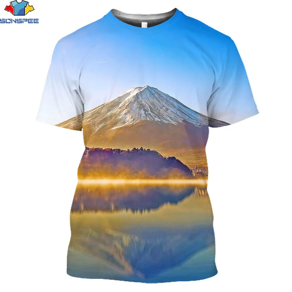 

SONSPEE 3D Mount Fuji Japan MountainT-shirt 2021 summer Unisex Casual Short sleeve Men 3D style Street wear Pullover Clothing