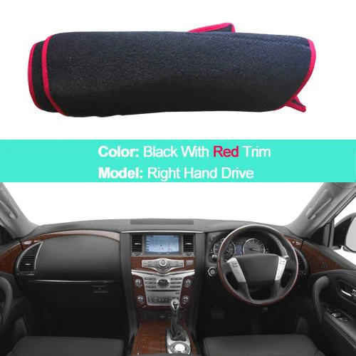 RHD Red Крышка приборной панели автомобиля ковровая накидка dashмат для Nissan Patrol Y62 2011- Armada для Infiniti QX56 2011-2013 QX80 - Название цвета: RHD Red