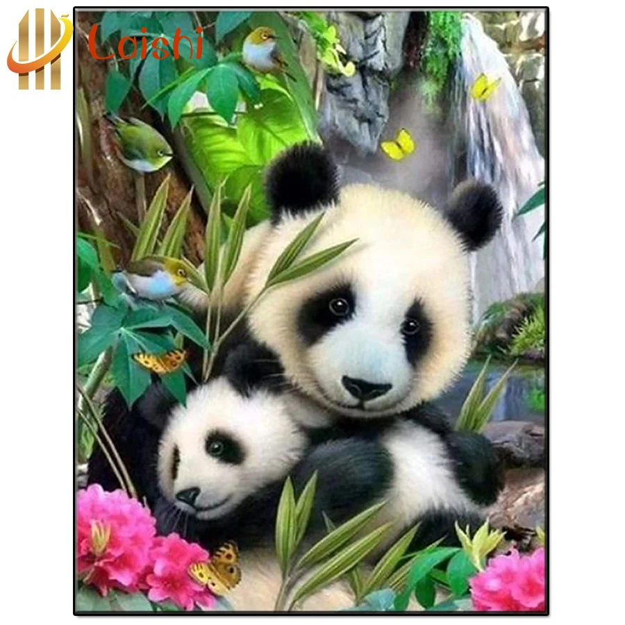 

5D DIY Animal art, panda, parent-child Diamond painting circle full square diamond mosaic cross stitch mosaic home decor gift