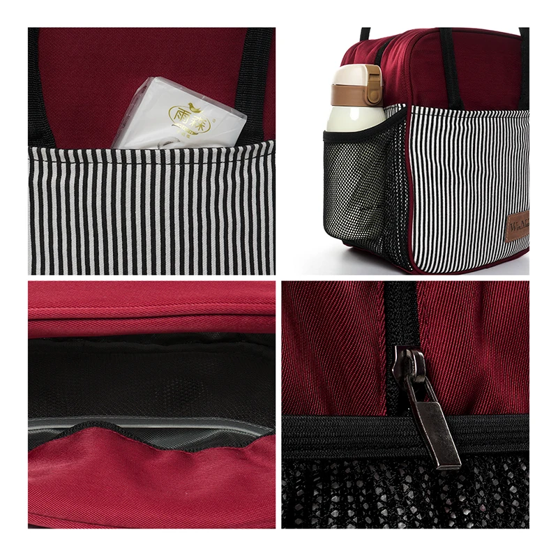 Winmax новая портативная термоизолированная сумка для ланча в полоску большие