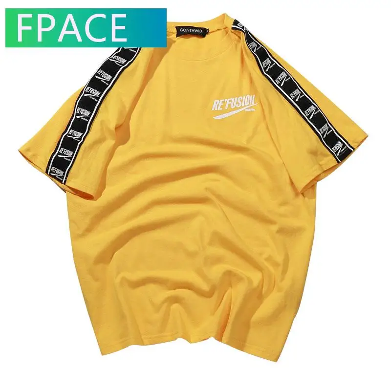 

Футболка с коротким рукавом и принтом FPACE, повседневные футболки в стиле хип-хоп, модные хлопковые футболки с коротким рукавом, уличная одеж...