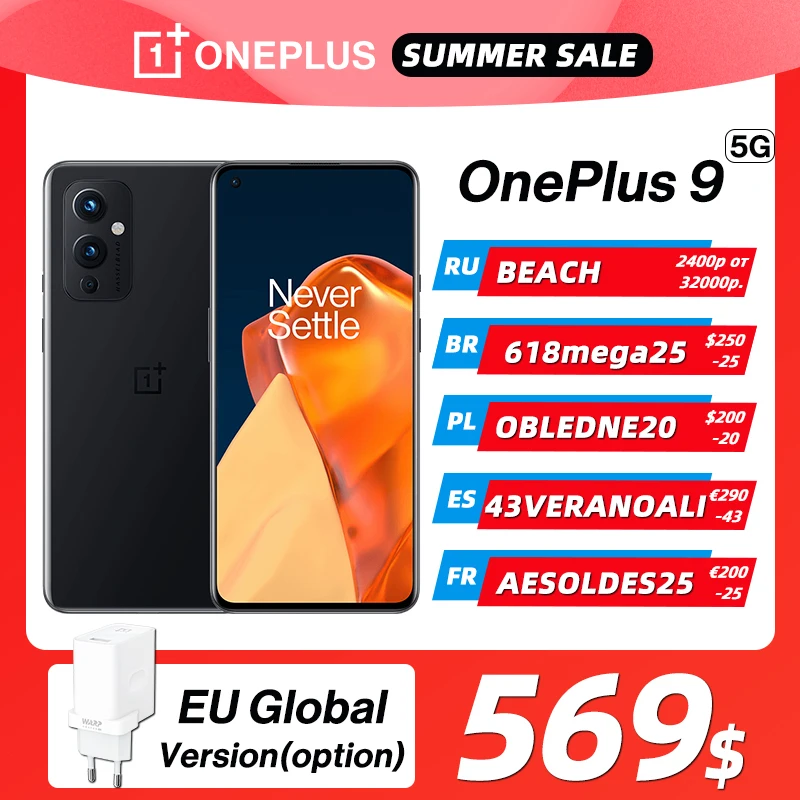 Global Rom OnePlus 9 5G Snapdragon 888 8GB 128GB Smartphone 6.5‘’ 120Hz Fluid AMOLED Hasselblad Camera OnePlus Official Store