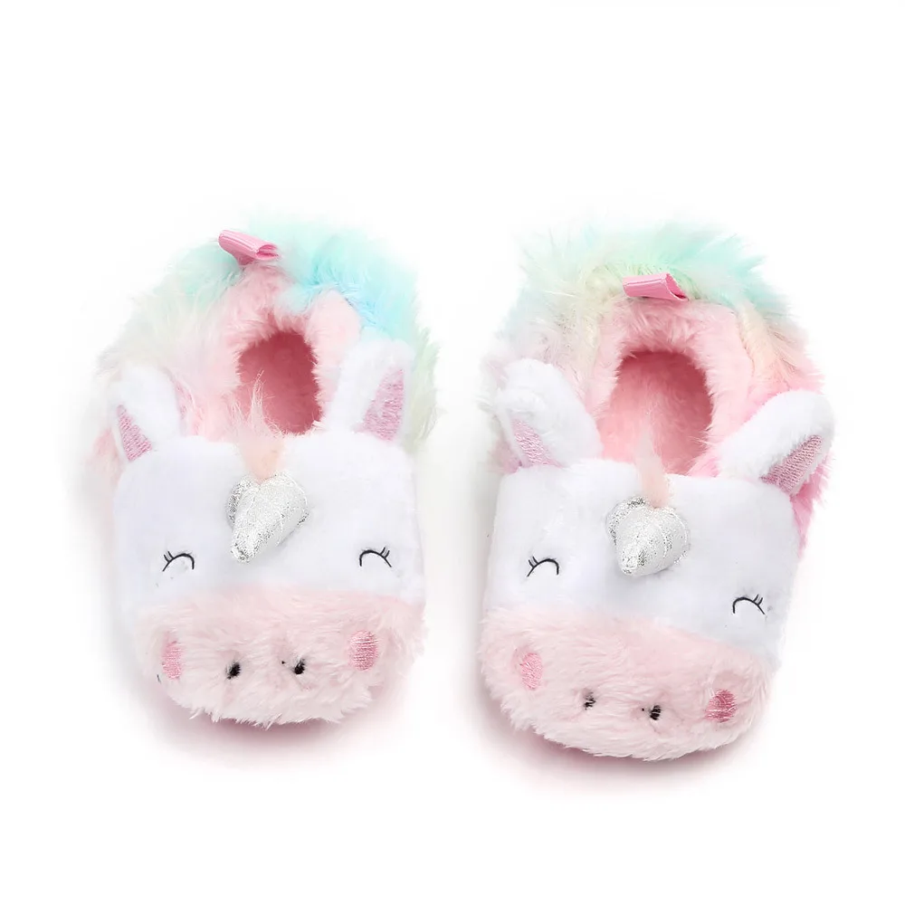 Newborn Shoes for Baby Girls Unicorn Soft Sole Infant Toddler First Walker Winter Home Footwear Barefoot Little Angel Shoe |