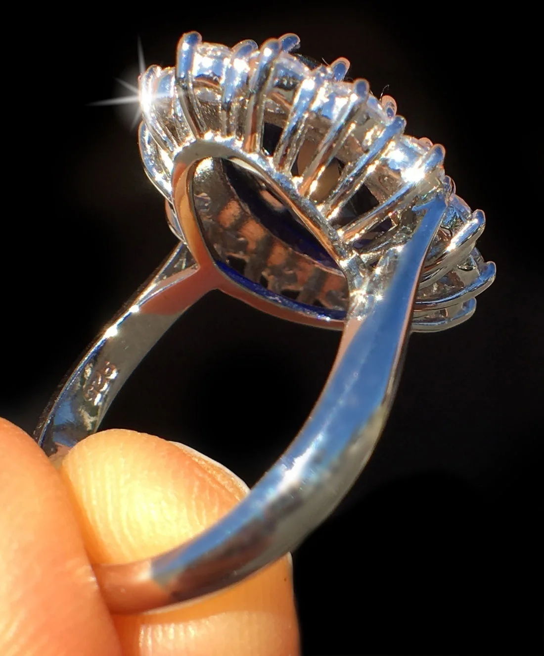 

Womens Natural Blue Oversized Zircon Ring Anniversary Gift Girl Romantic Gift Jewelry