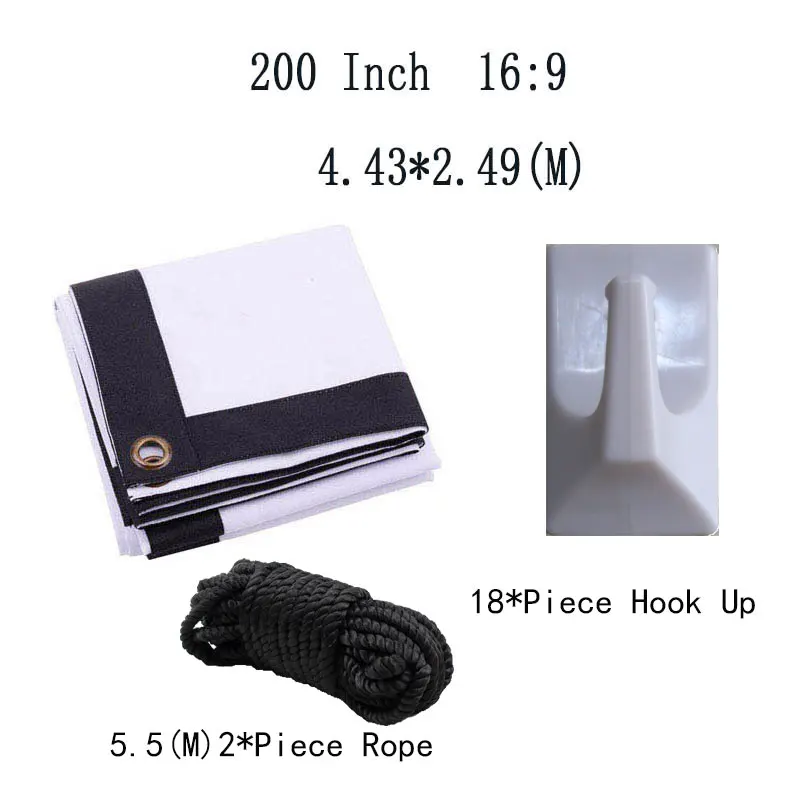 

Thinyou 200 Inches 16:9 White Fabric Projection Film Curtains Projector Screen for Home Cinema Movie Business Church