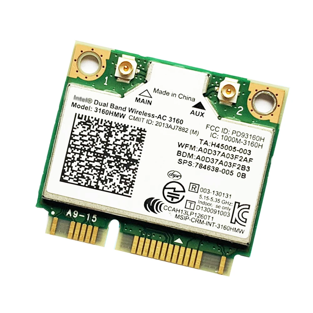5Pcs For Intel Dual Band Wireless AC 3160 3160HMW half Mini PCI-E wifi Bluetooth 4.0 Wireless Card